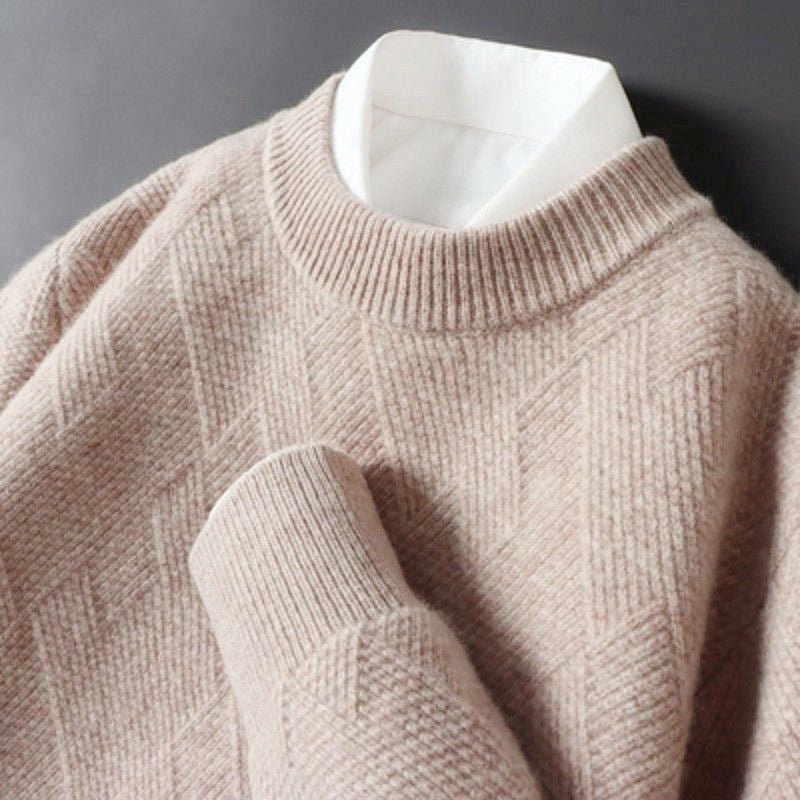 Kaelan - Men's Geometric Cashmere Knit Crewneck Sweater
