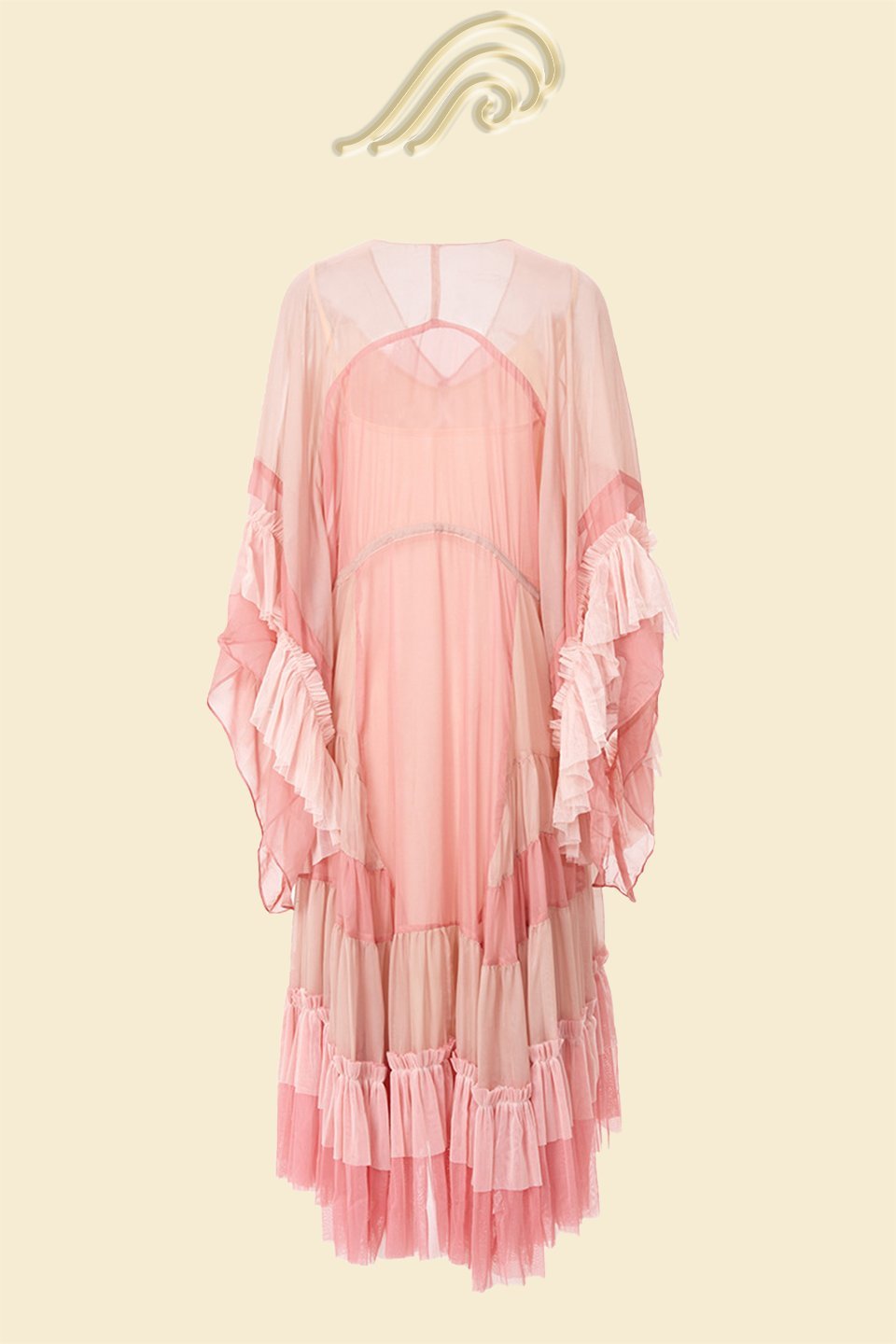 Katie Mesh Gradient Pink Maxi-Length Dress