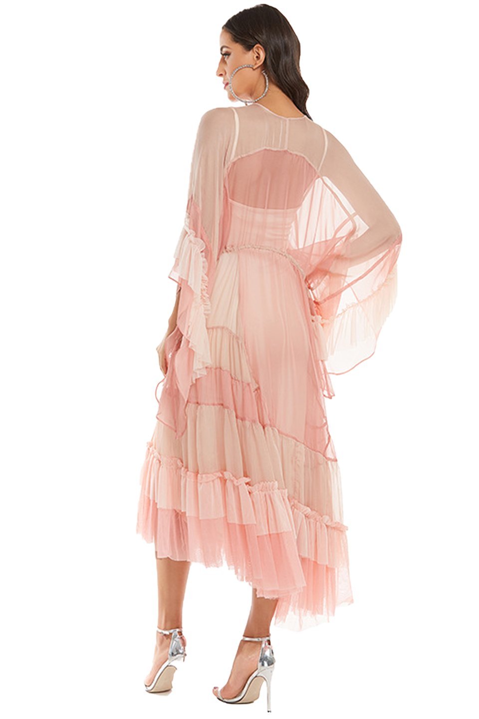 Katie Mesh Gradient Pink Maxi-Length Dress
