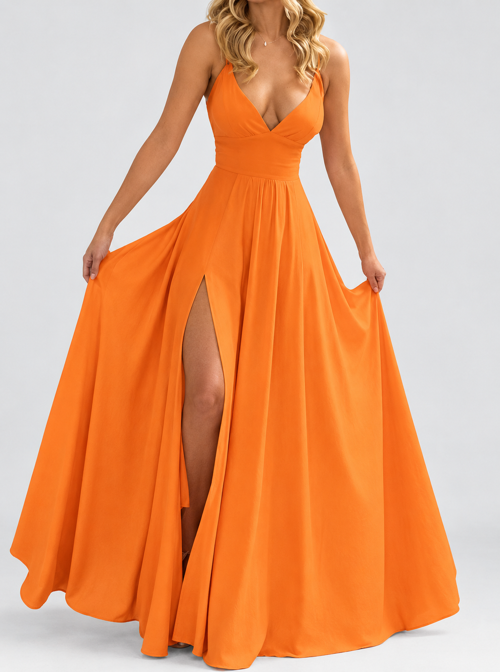 Kendall - Women's V-Neck Slit Front Wedding Guest Dress