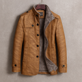 Kiah - Men's Suede Overcoat with Fleece Collar