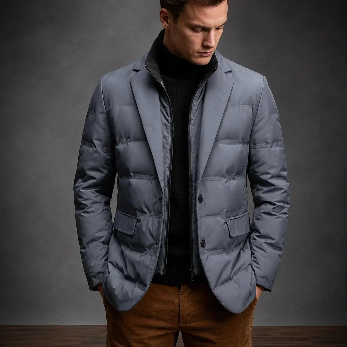 Kieran - Men's Duck Down Puffer Blazer with Button Front