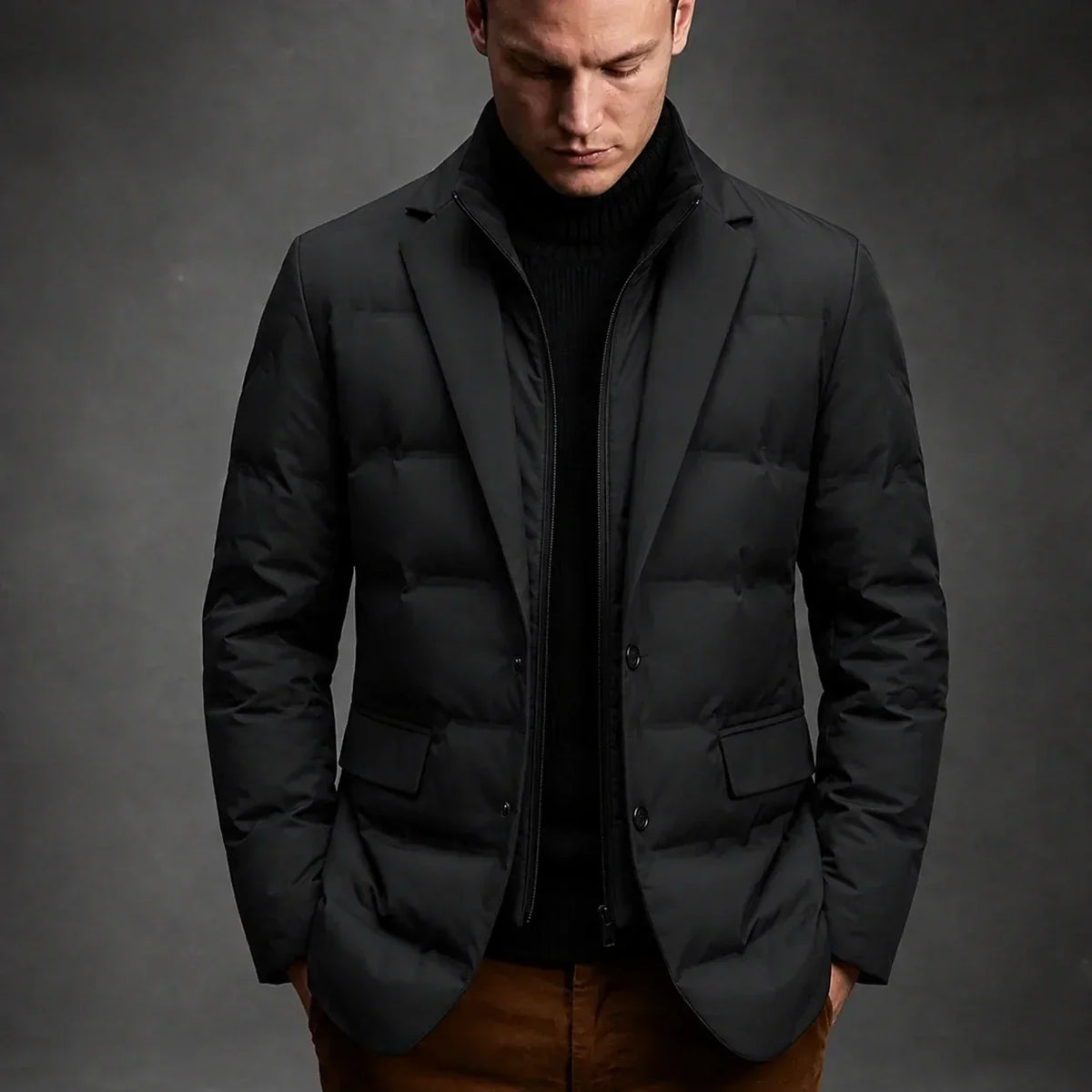Kieran - Men's Duck Down Puffer Blazer with Button Front