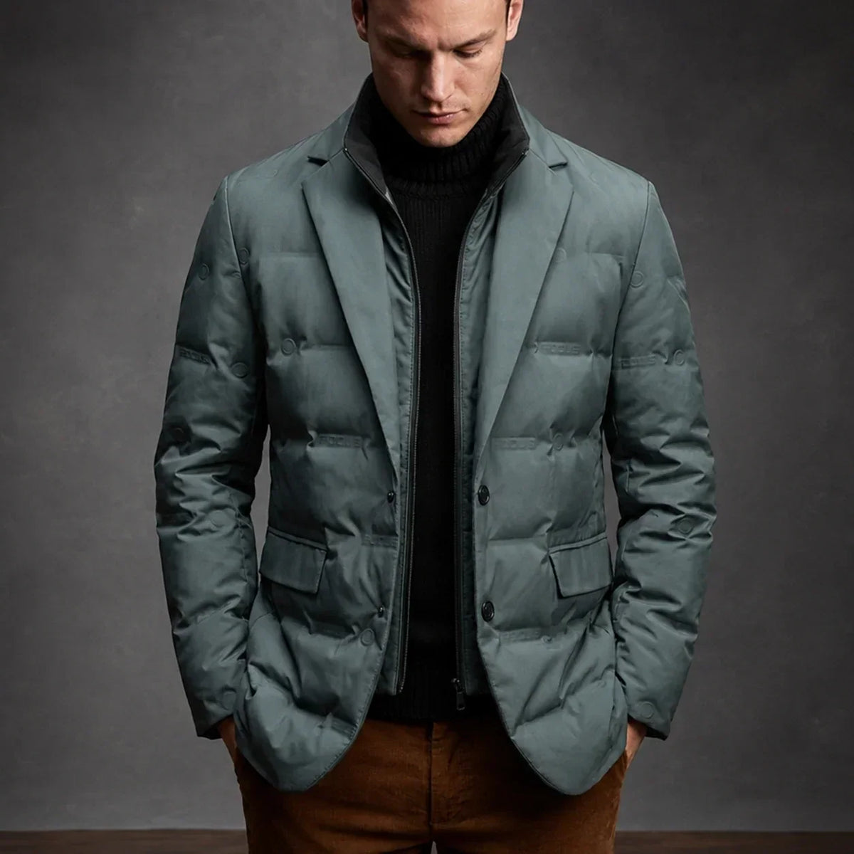 Kieran - Men's Duck Down Puffer Blazer with Button Front
