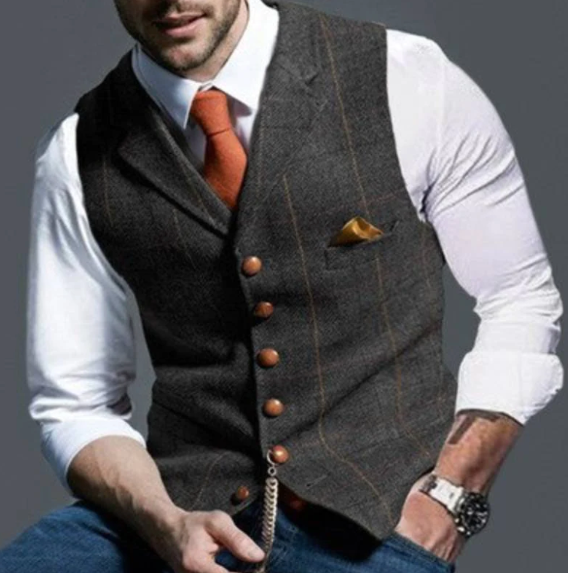 Konrad - Men's Elegant Waistcoat with Button Closure