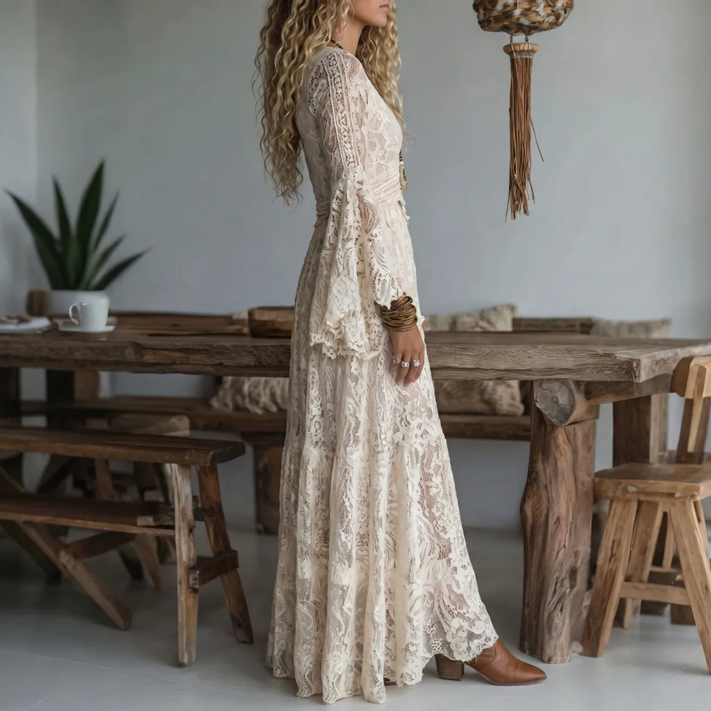 Noelene Lace V-Neck Maxi Dress