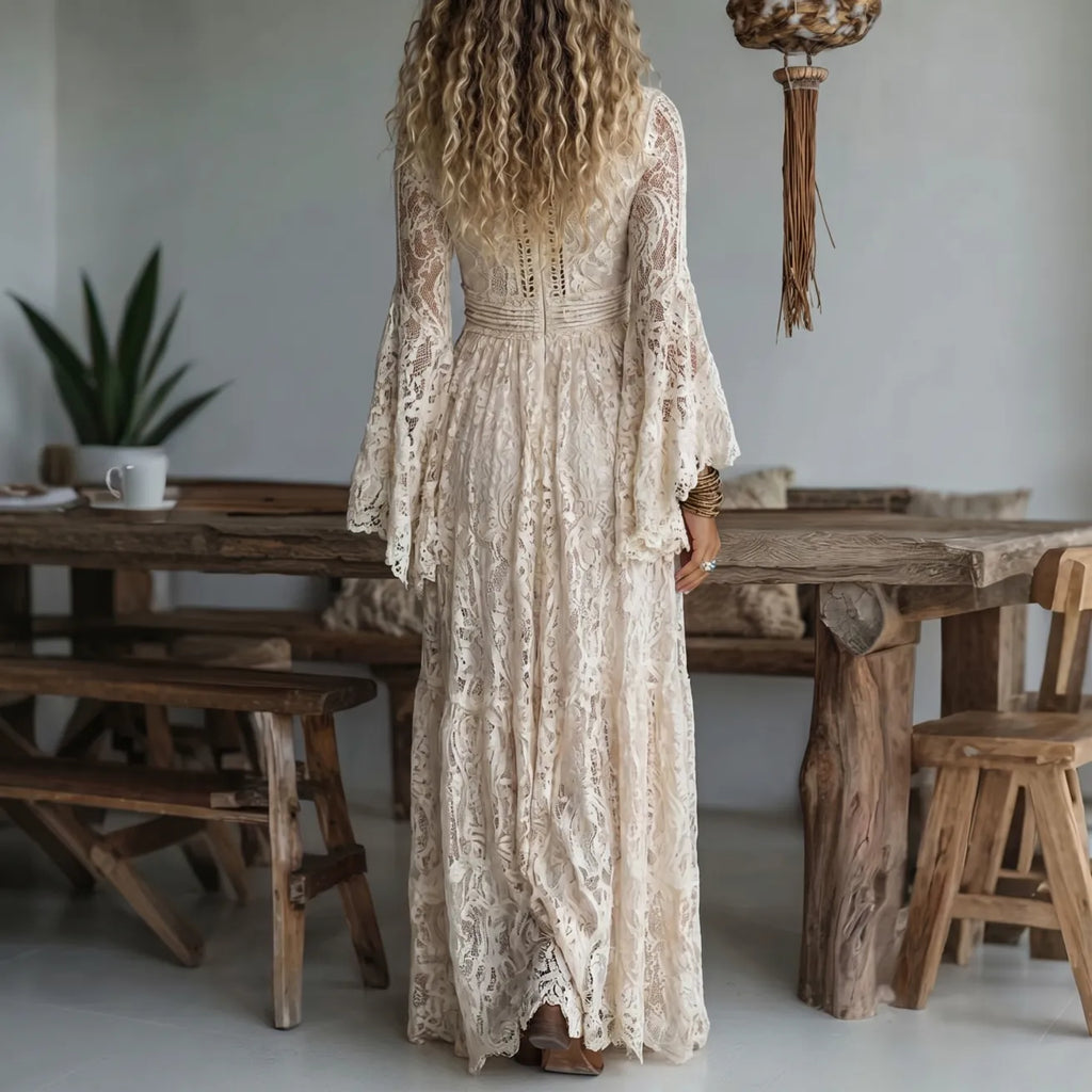 Noelene Lace V-Neck Maxi Dress