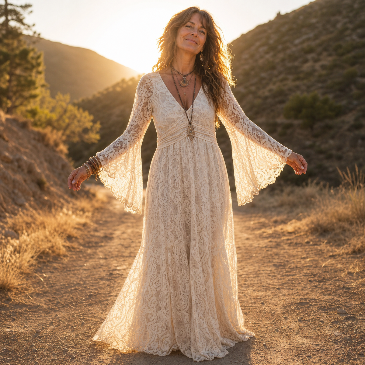 Noelene Lace V-Neck Maxi Dress