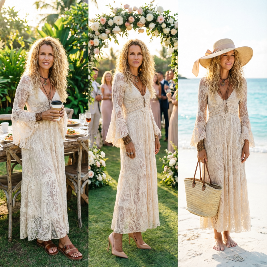 Noelene Lace V-Neck Maxi Dress