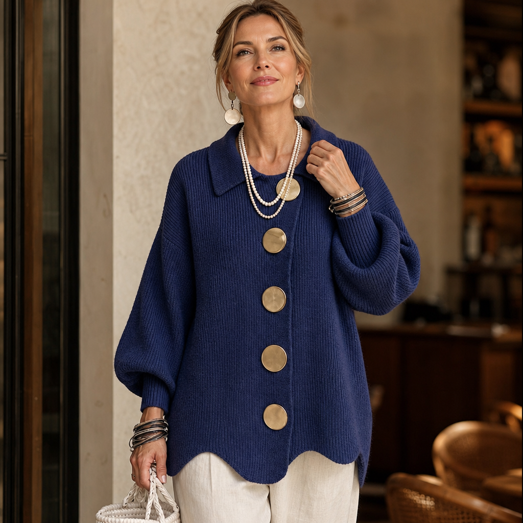 Beatrix – Scalloped Hem Chunky Collared Cardigan