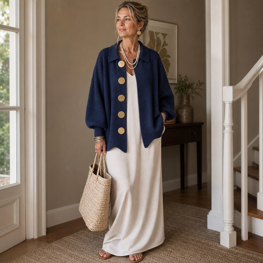 Beatrix – Scalloped Hem Chunky Collared Cardigan