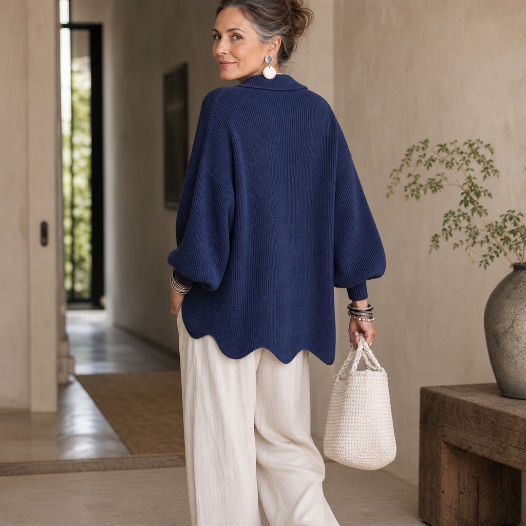 Beatrix – Scalloped Hem Chunky Collared Cardigan