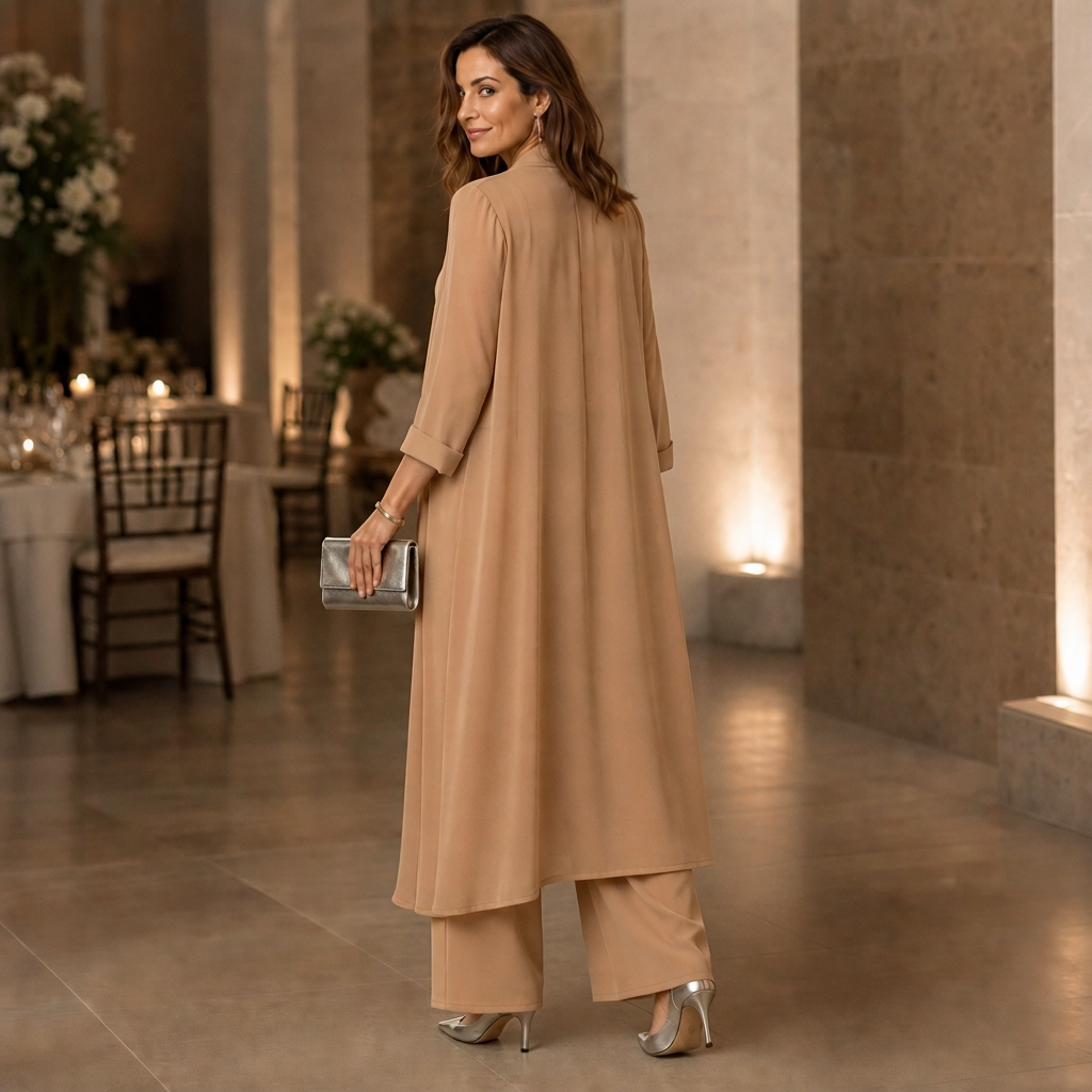 Greta – Swing Collar Cardigan Wide-Leg Pants Set