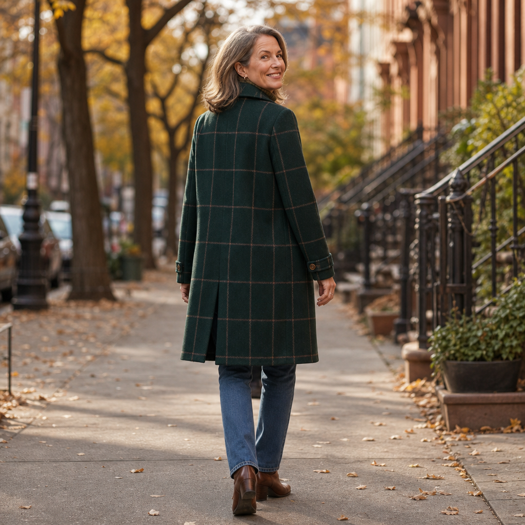 Maren – Plaid Two-Button Oversized Wool-Look Coat