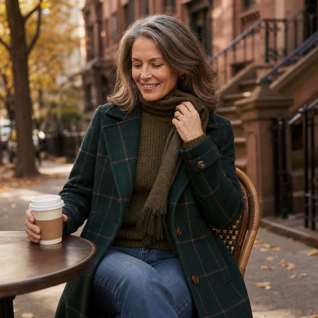 Maren – Plaid Two-Button Oversized Wool-Look Coat