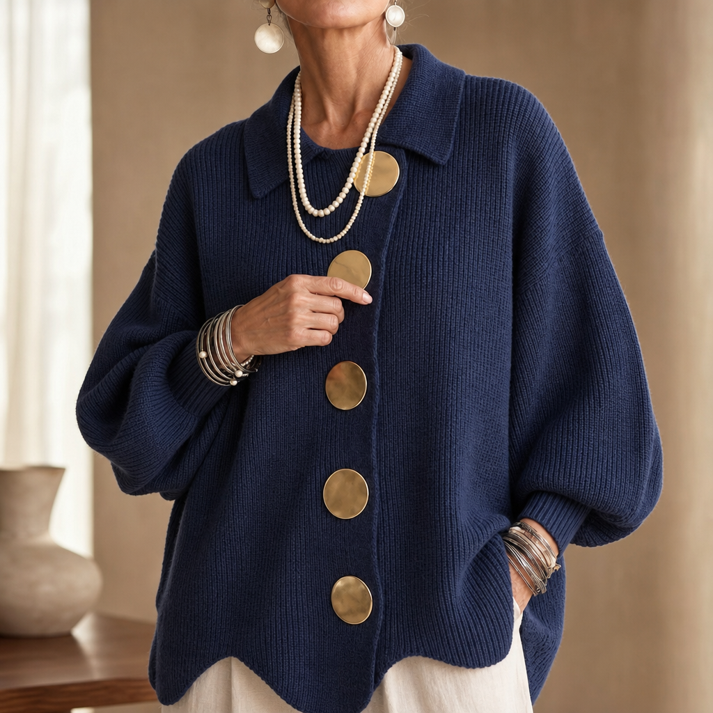 Beatrix – Scalloped Hem Chunky Collared Cardigan