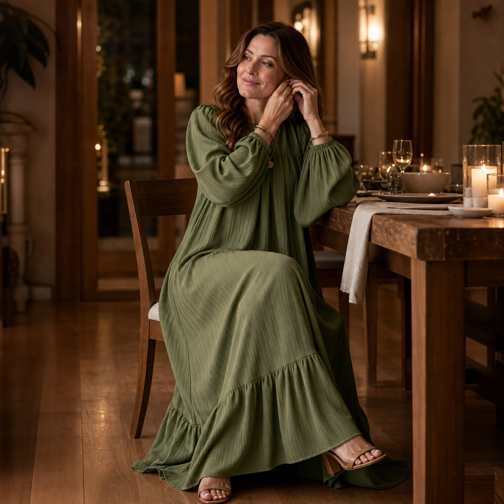 Delphine – Oversized Bishop Sleeve Boho Maxi Dress