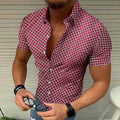 Loro - Men's Slim Fit Check Short Sleeve Shirt
