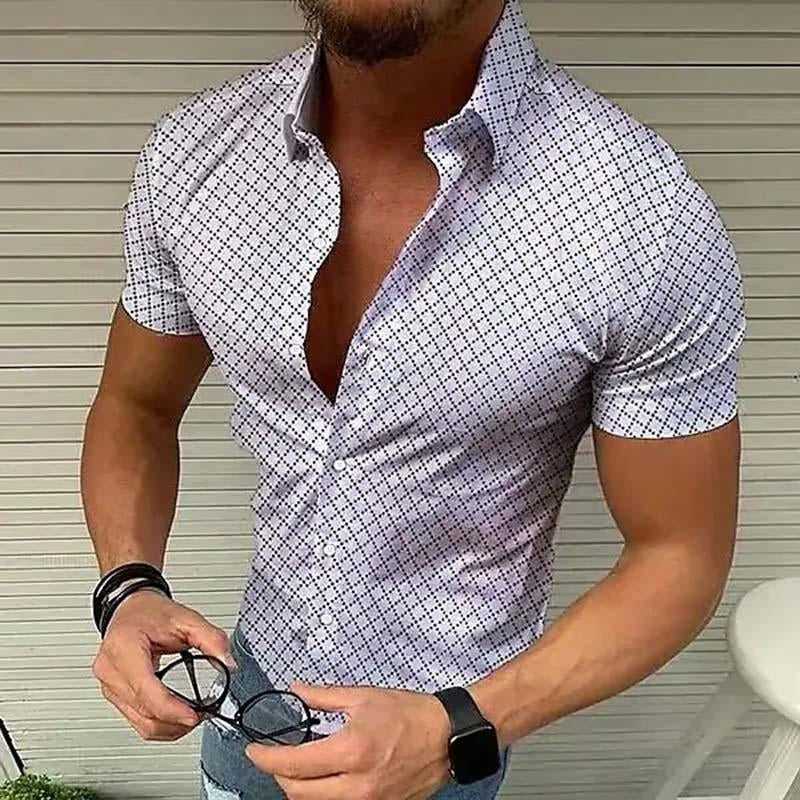 Loro - Men's Slim Fit Check Short Sleeve Shirt