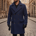 Lucas - Men's Double-Breasted Wool Blend Coat with Notch Lapels