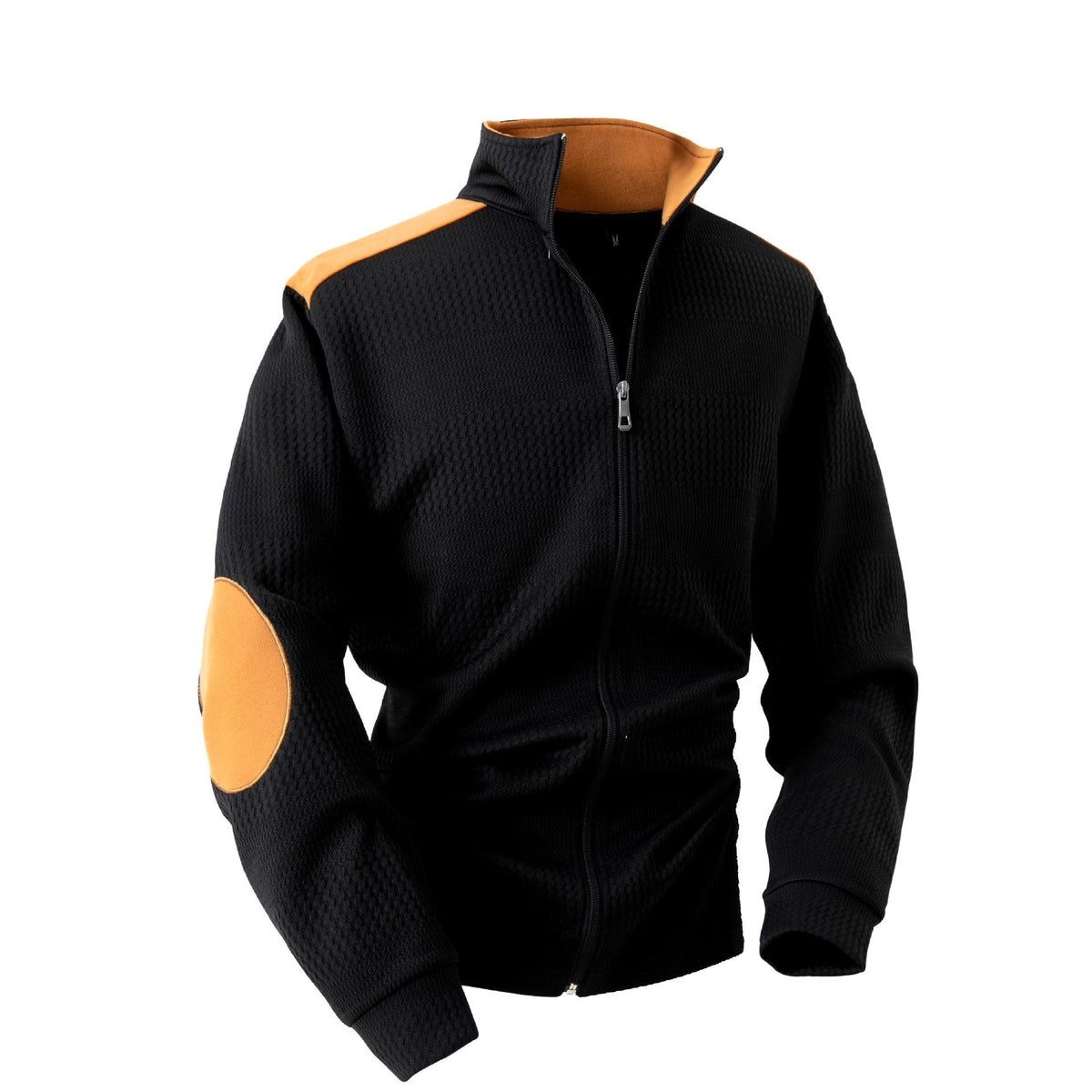 Lucas - Men's Waffle Knit Patchwork Full-Zip Jacket