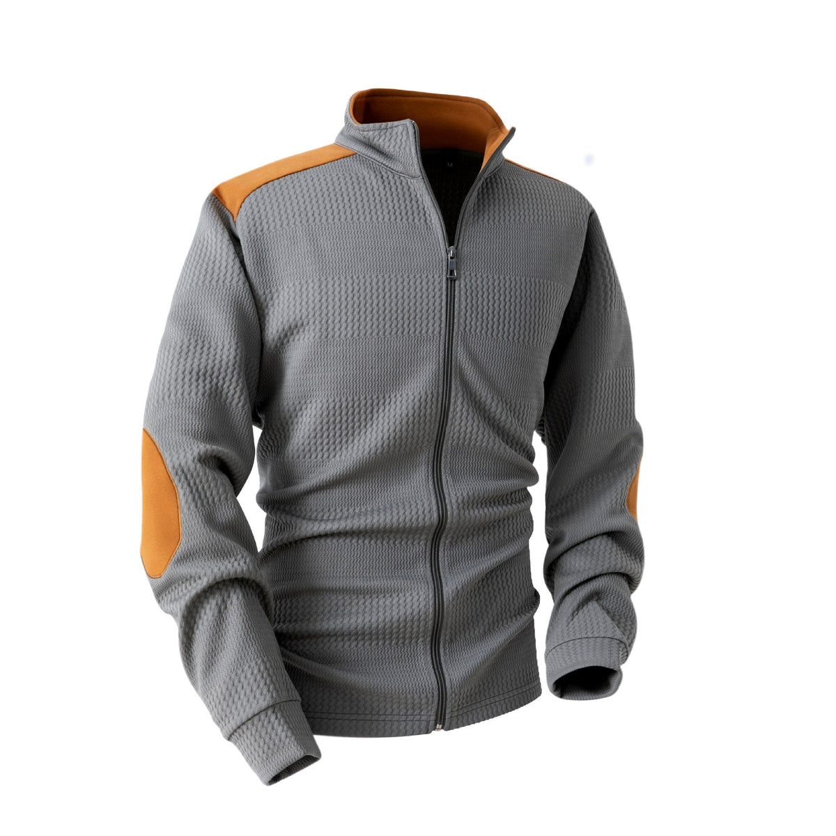 Lucas - Men's Waffle Knit Patchwork Full-Zip Jacket