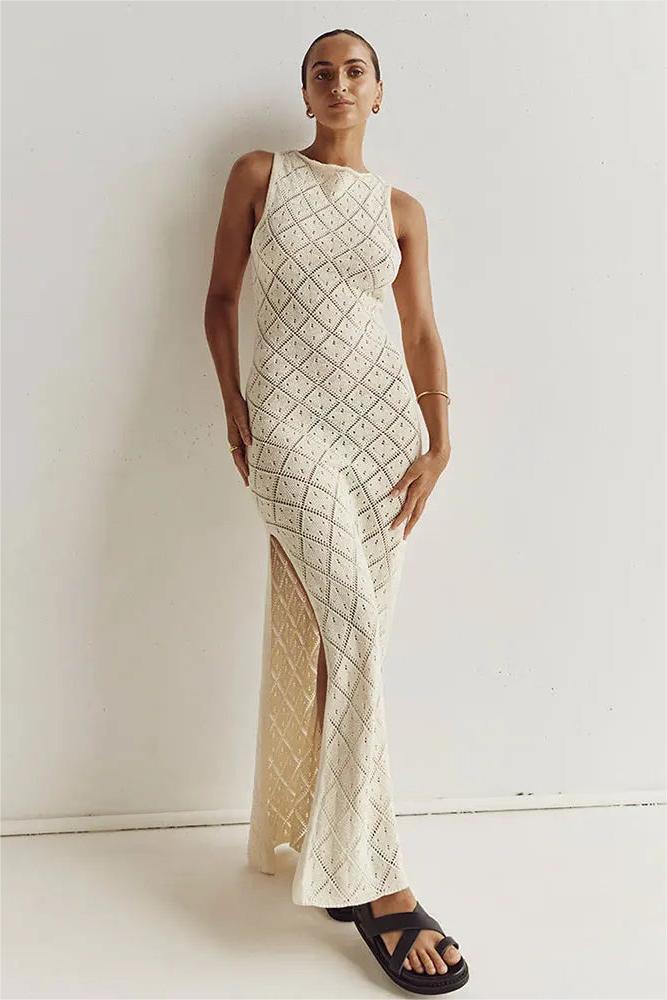 Lynn Knit Slit Maxi-Length Dress