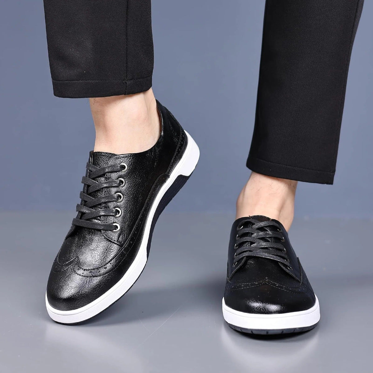 Leather-Look Brogue Shoes with Cushioned Sole