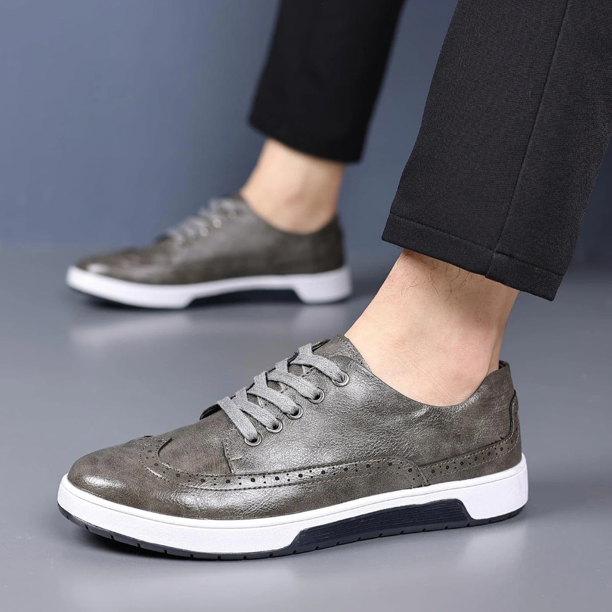 Leather-Look Brogue Shoes with Breathable Lining