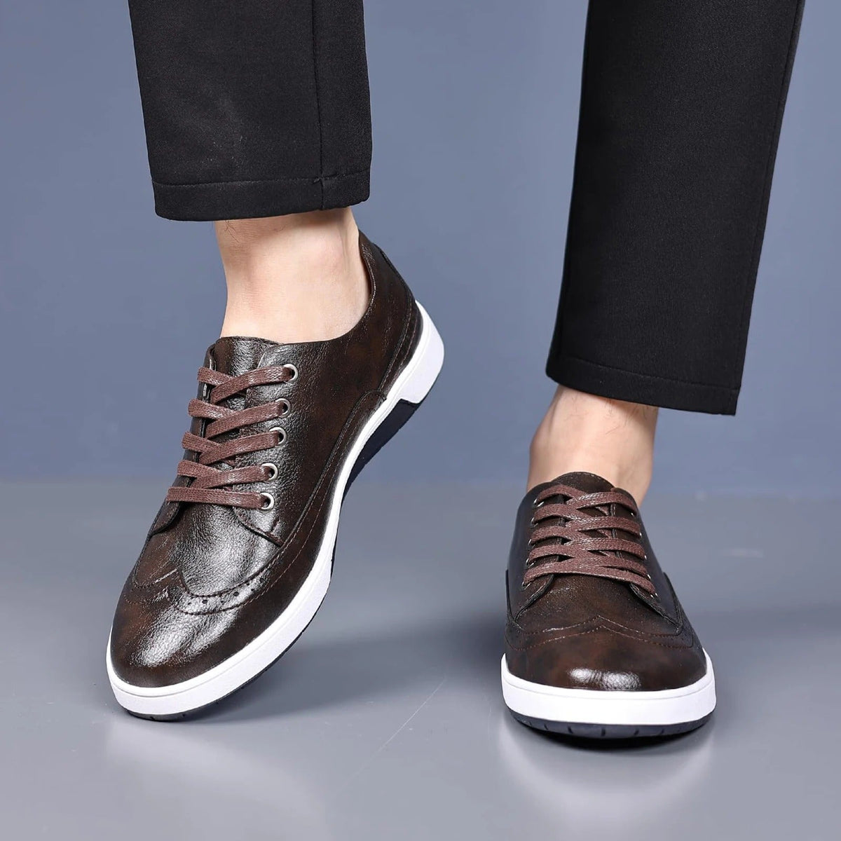 Leather-Look Brogue Shoes with Cushioned Sole