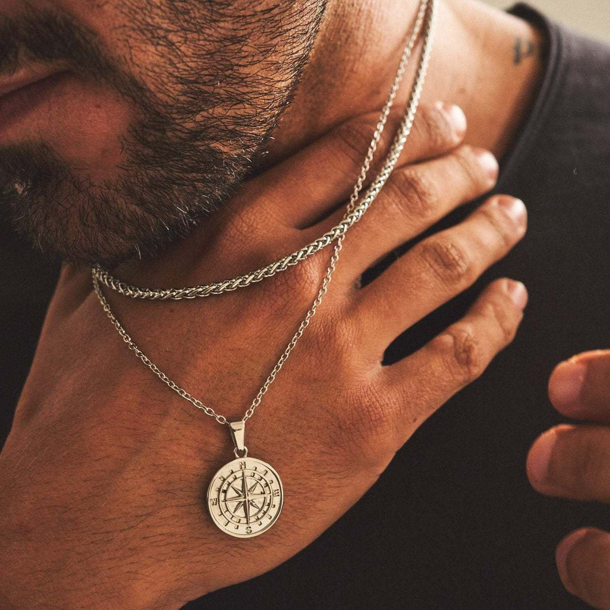 Men's Compass Pendant Necklace - Adrien