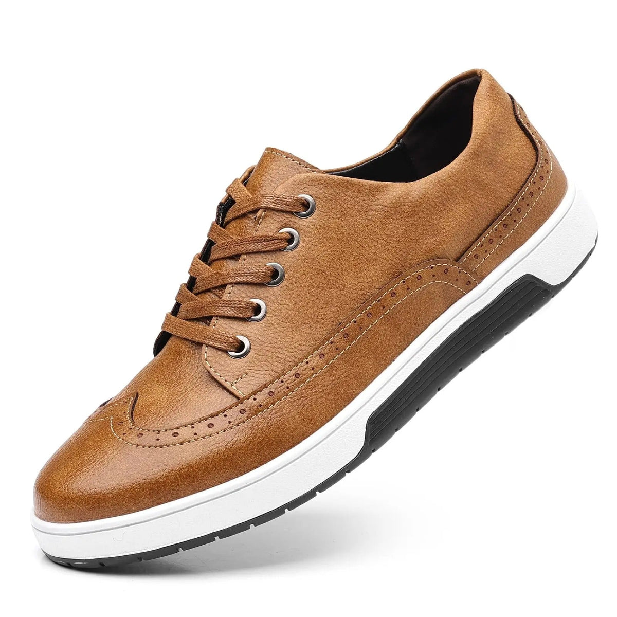 Leather-Look Brogue Shoes with Cushioned Sole