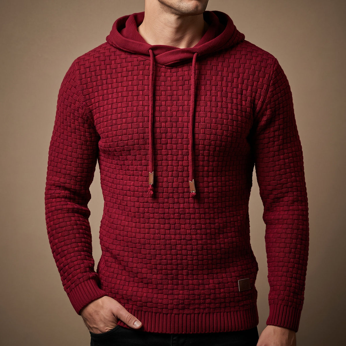 Marcus - Men's Waffle-Knit Drawstring Hoodie