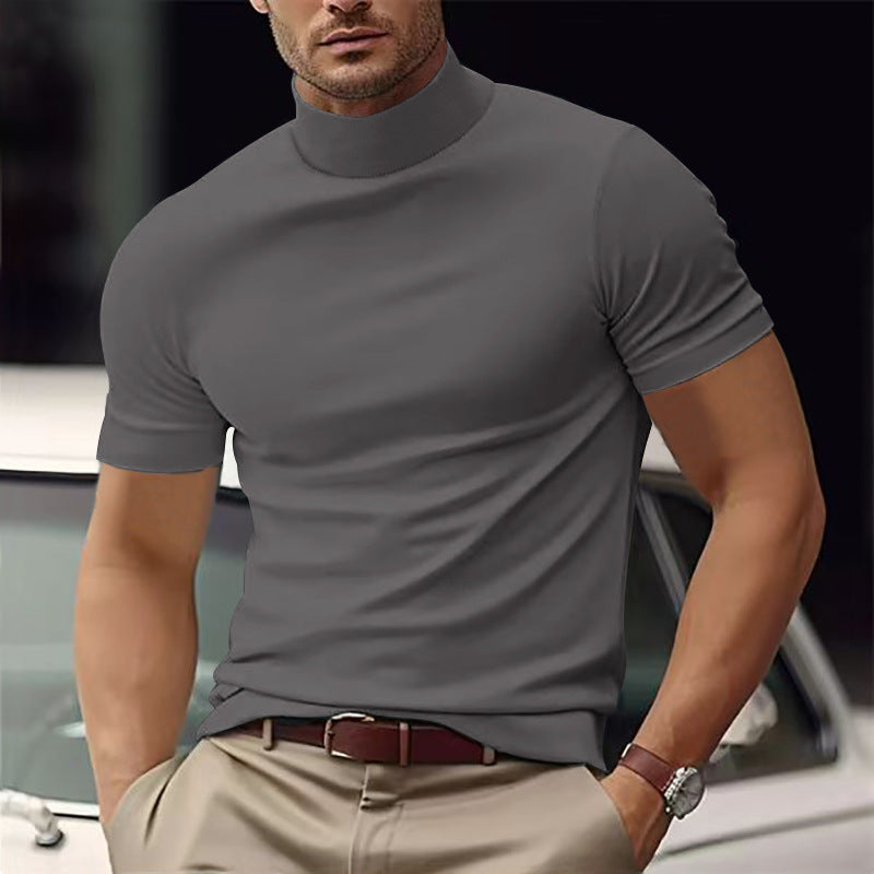 Men's Mock Neck Shirt – Slim Fit Short Sleeve Minimalist Style