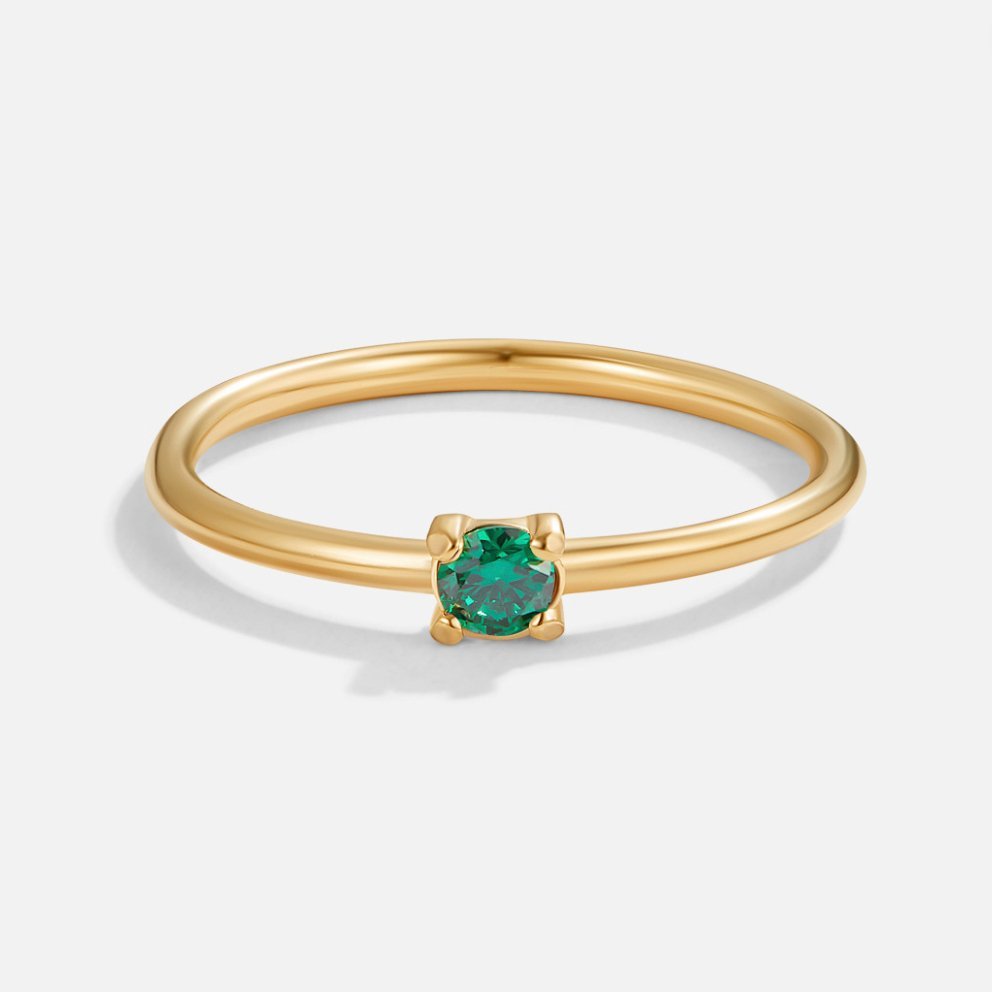 May Birthstone Gold Ring