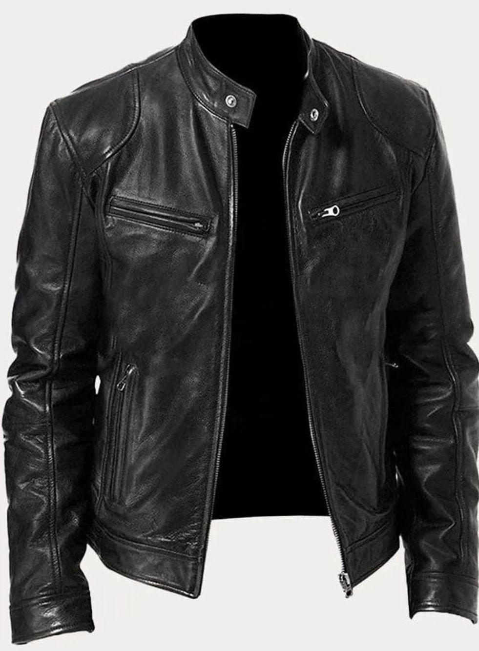 Sebastian - Men's Classic Slim-Fit Zip-Up Moto Style Jacket