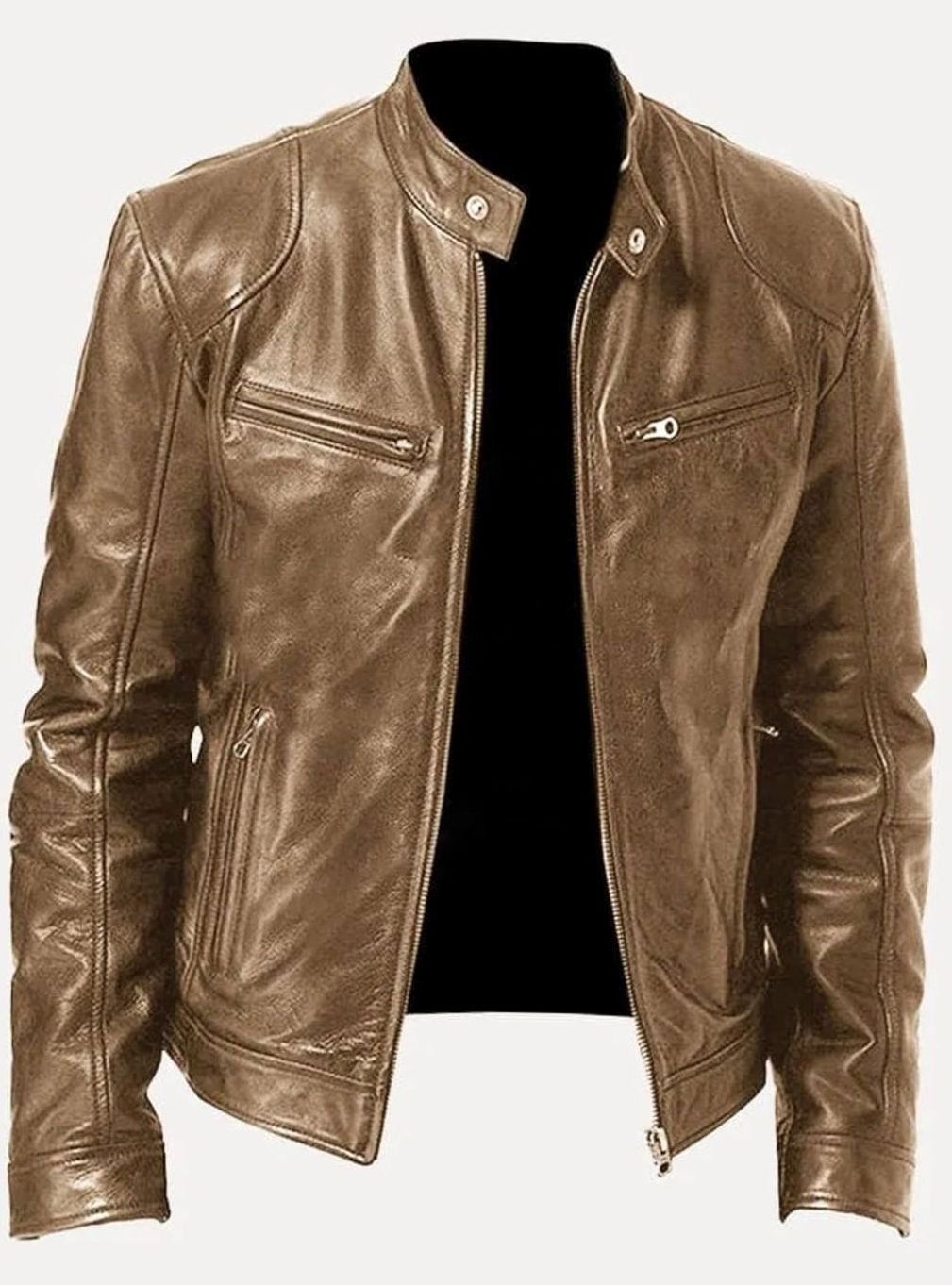 Sebastian - Men's Classic Slim-Fit Zip-Up Moto Style Jacket