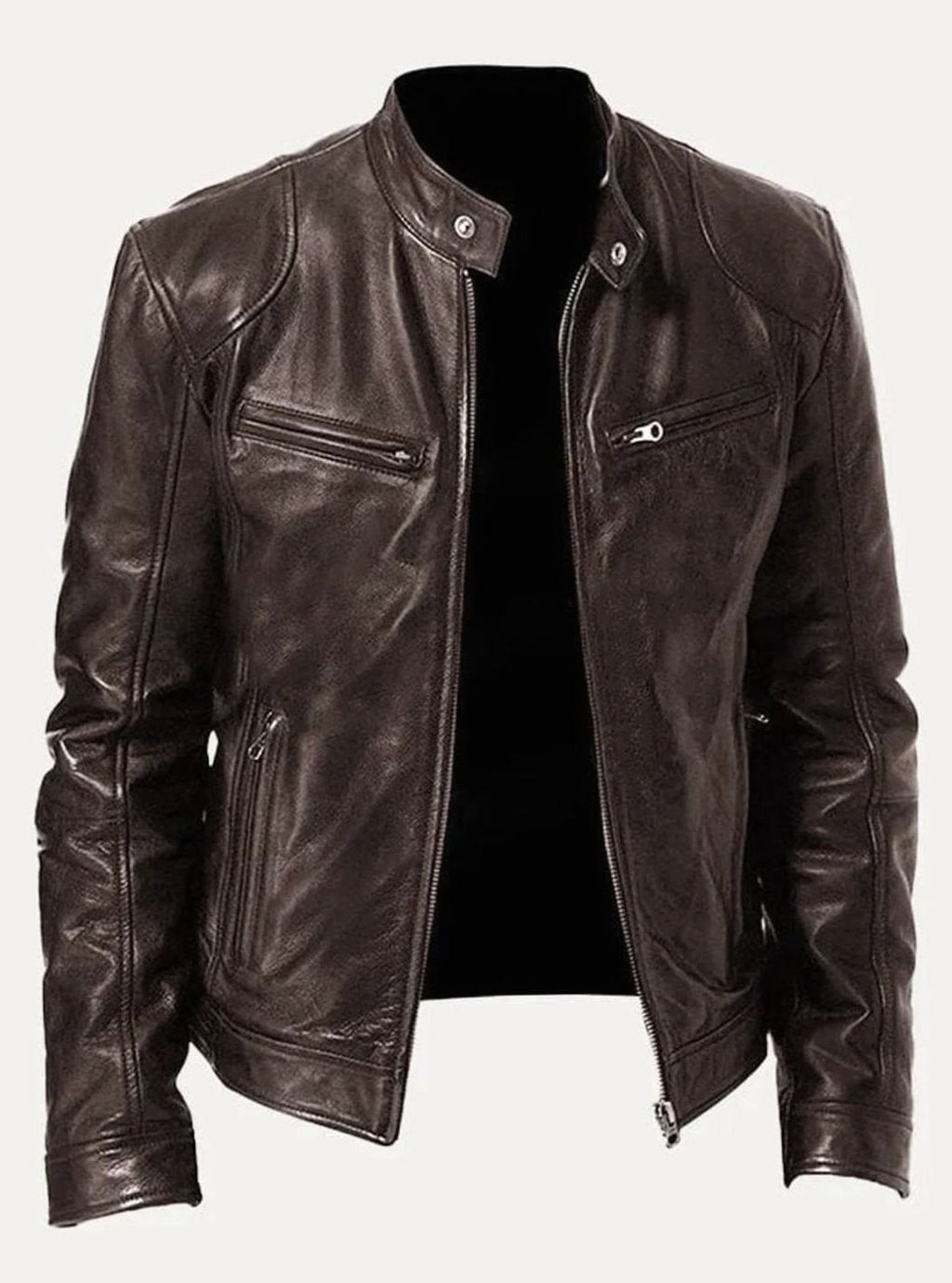 Sebastian - Men's Classic Slim-Fit Zip-Up Moto Style Jacket