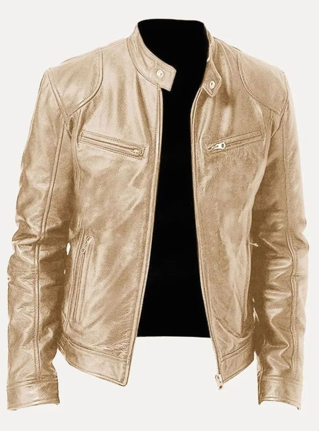 Sebastian - Men's Classic Slim-Fit Zip-Up Moto Style Jacket