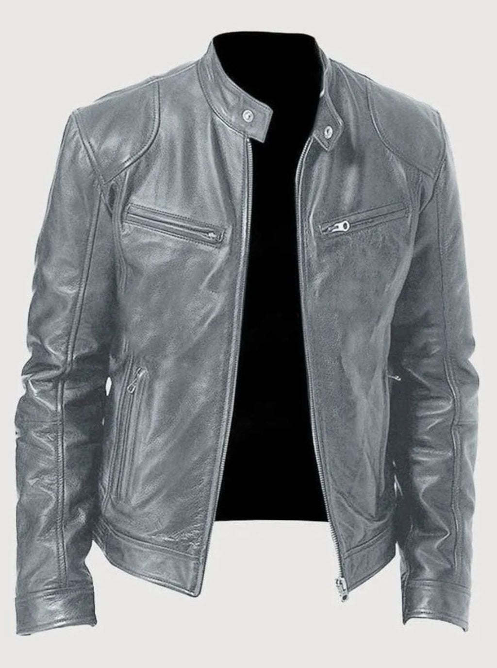 Sebastian - Men's Classic Slim-Fit Zip-Up Moto Style Jacket
