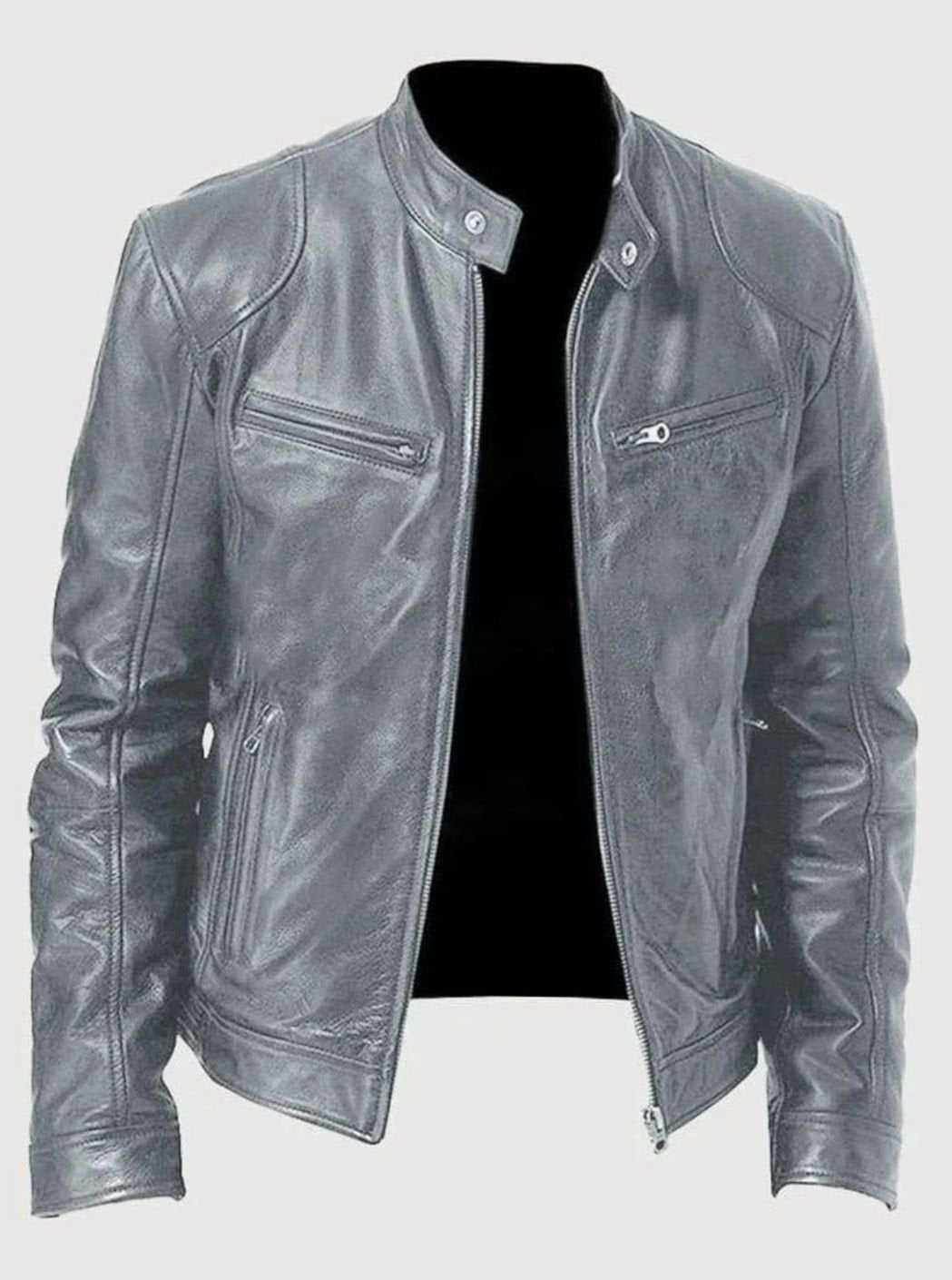 Sebastian - Men's Classic Slim-Fit Zip-Up Moto Style Jacket