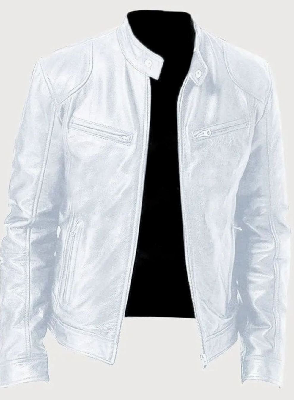 Sebastian - Men's Classic Slim-Fit Zip-Up Moto Style Jacket