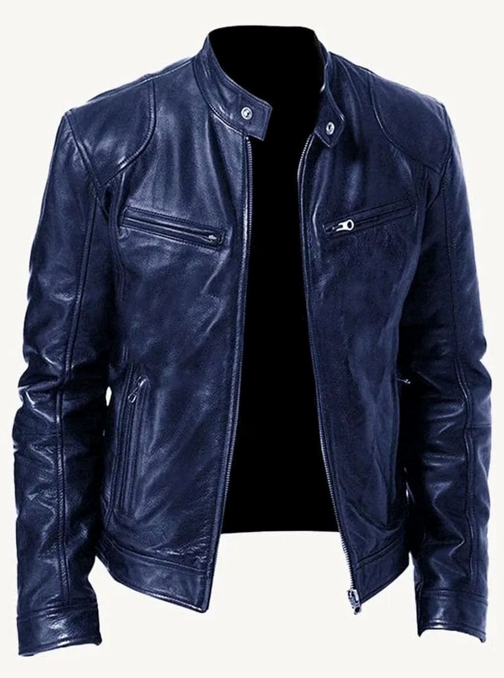 Sebastian - Men's Classic Slim-Fit Zip-Up Moto Style Jacket
