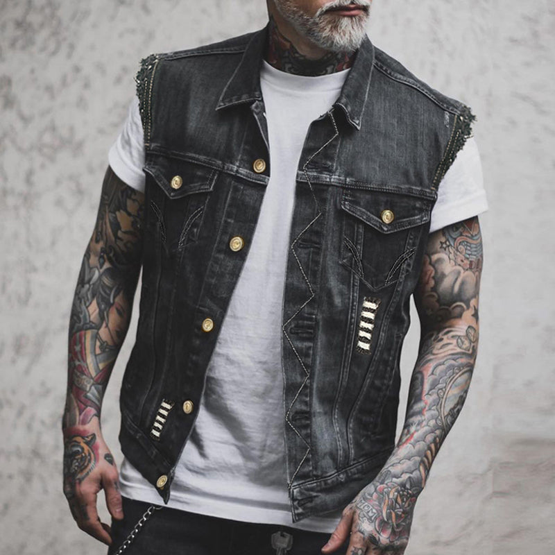 Milan - Men's Sleeveless Denim Vest