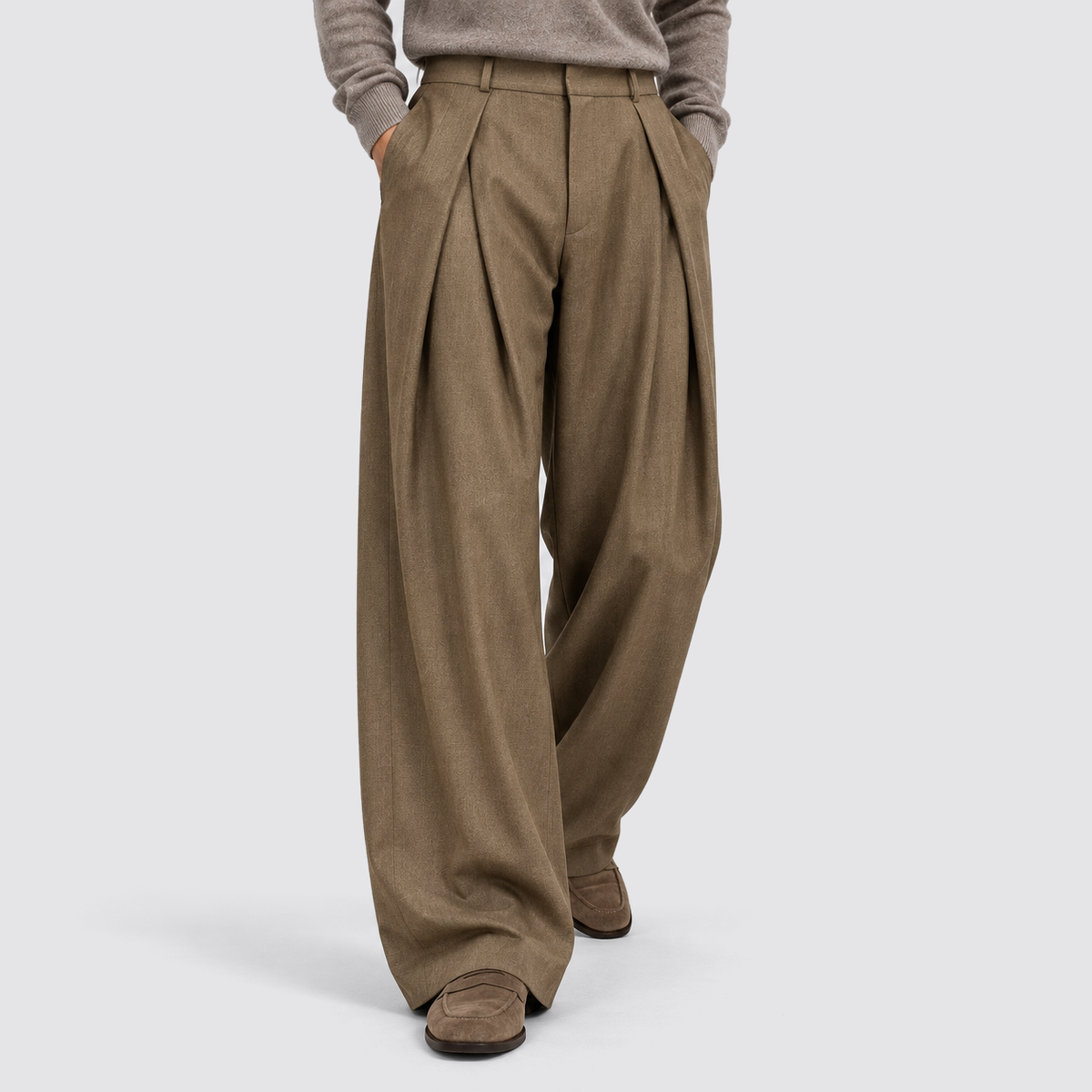 Men's High-Waisted Pleated Wide-Leg Pants
