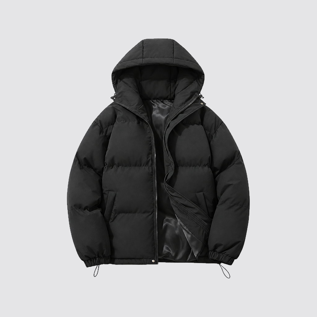 Women's Hooded Puffer Jacket with Zip Front