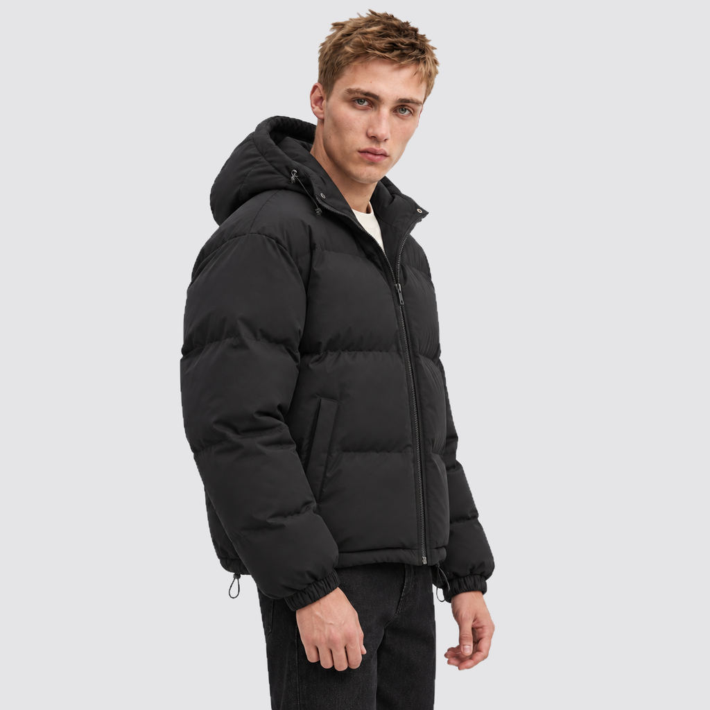 Women's Hooded Puffer Jacket with Zip Front