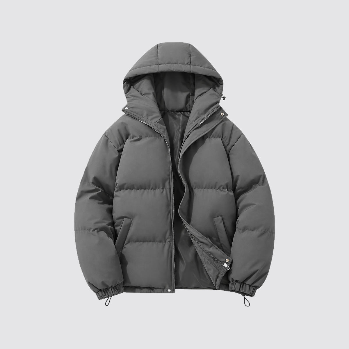 Women's Hooded Puffer Jacket with Zip Front