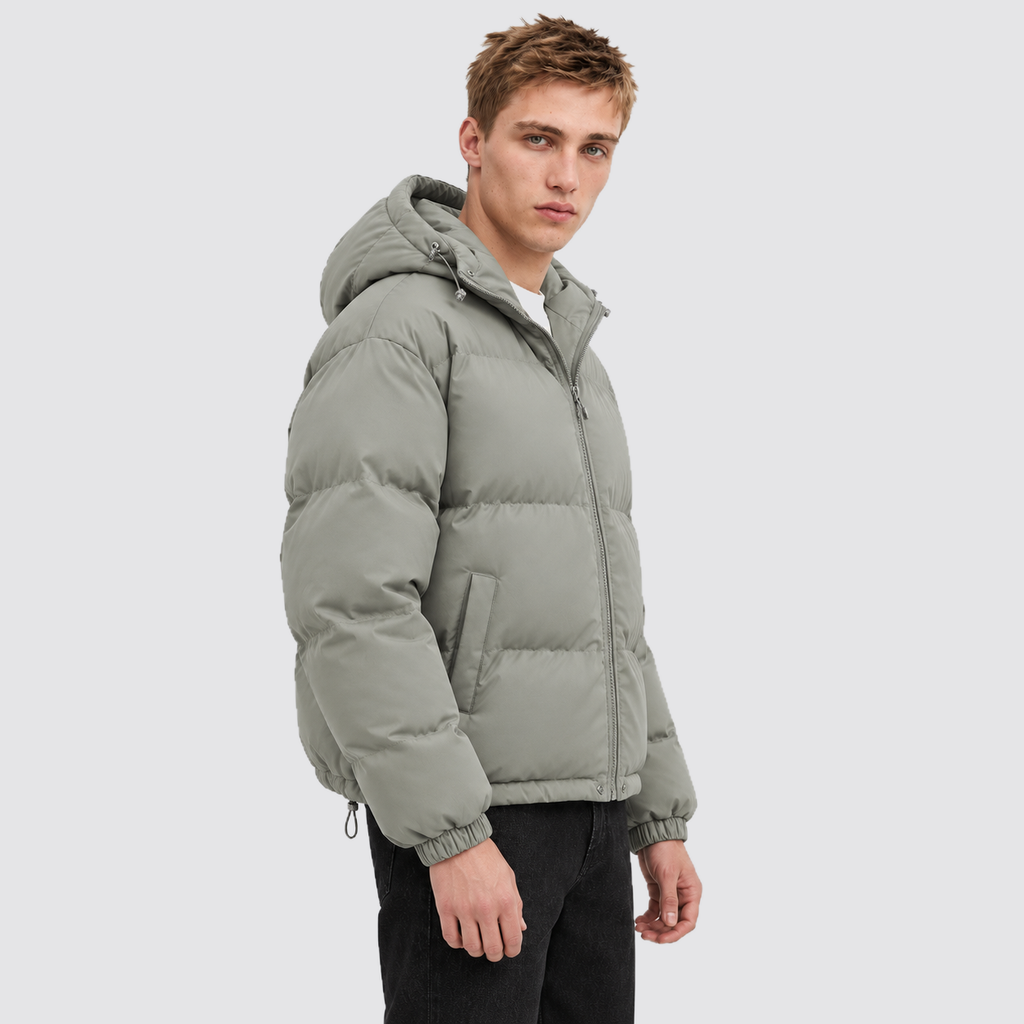 Women's Hooded Puffer Jacket with Zip Front