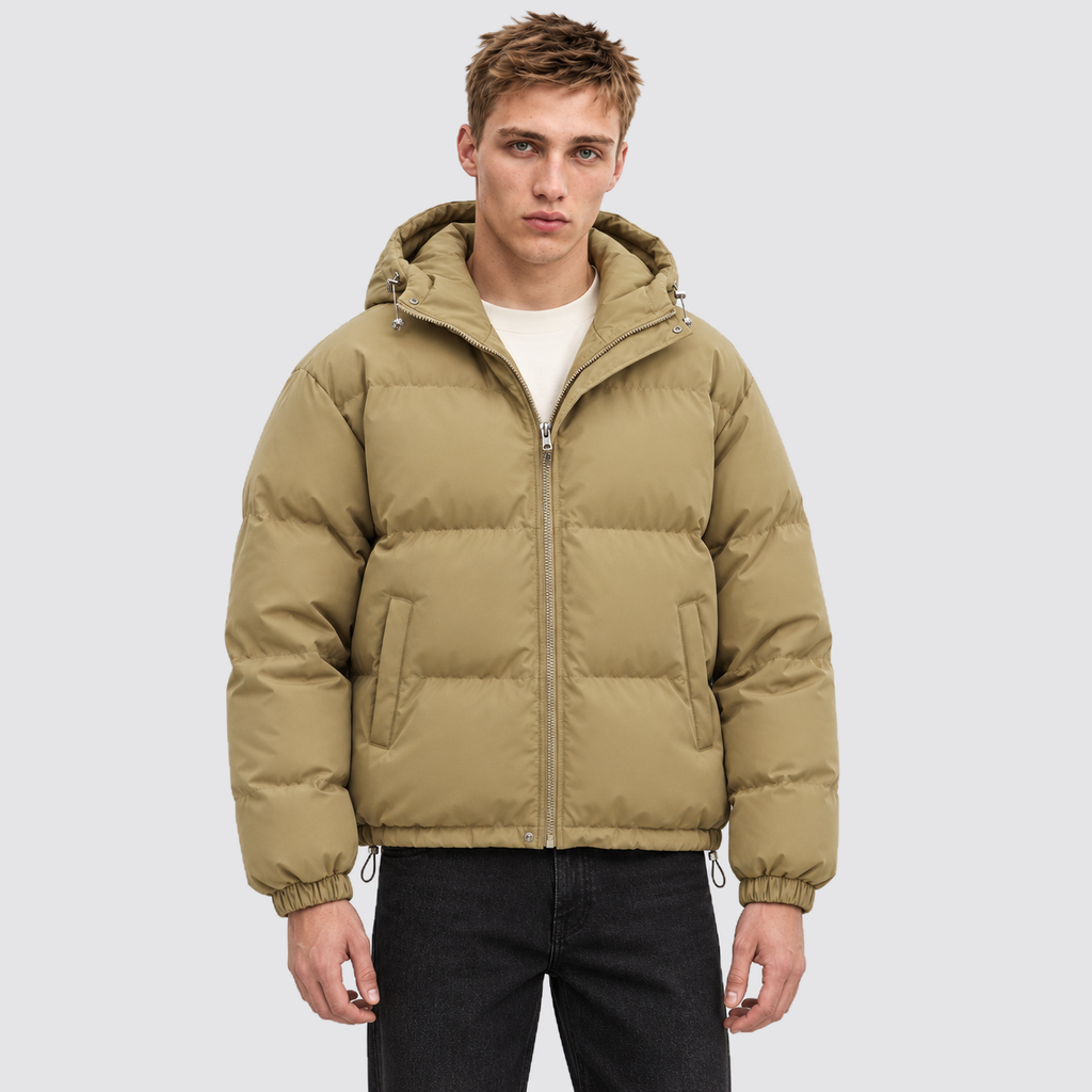 Women's Hooded Puffer Jacket with Zip Front